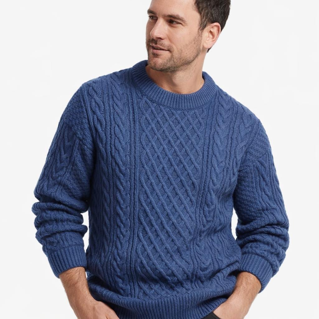 Men's Crewneck Sweater – Patterned Long Sleeve with Relaxed Fit - We are MFEO