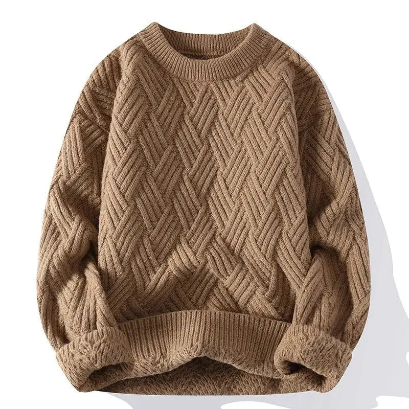 Men's Crewneck Sweater – Patterned Long Sleeve with Relaxed Fit - We are MFEO