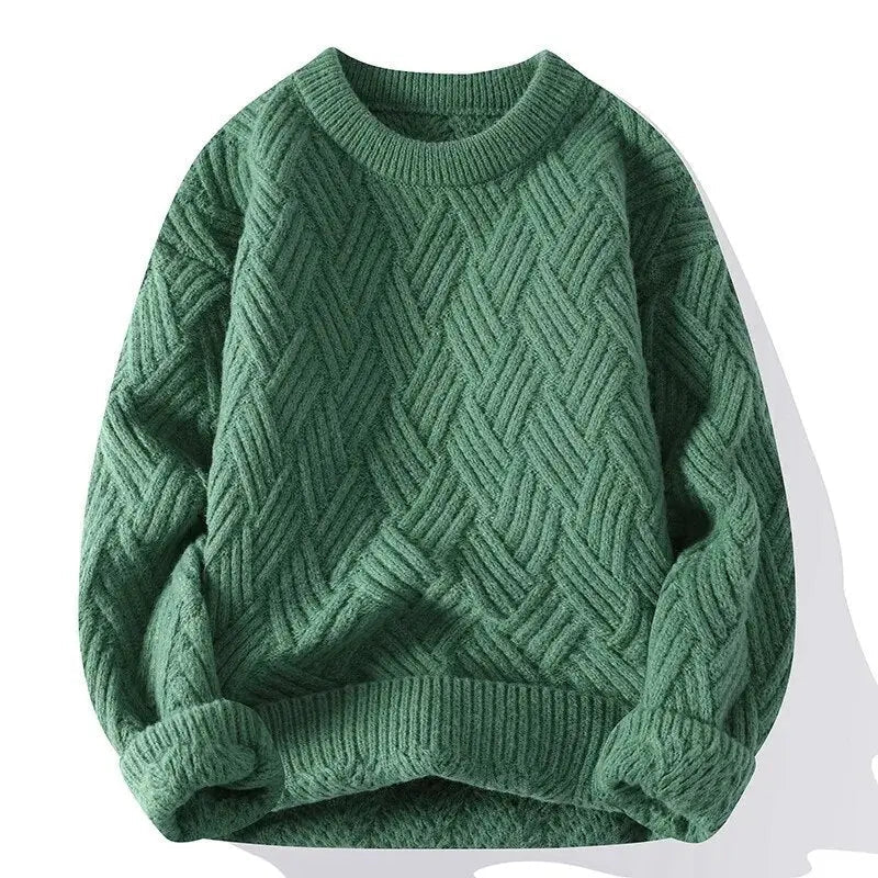 Men's Crewneck Sweater – Patterned Long Sleeve with Relaxed Fit - We are MFEO