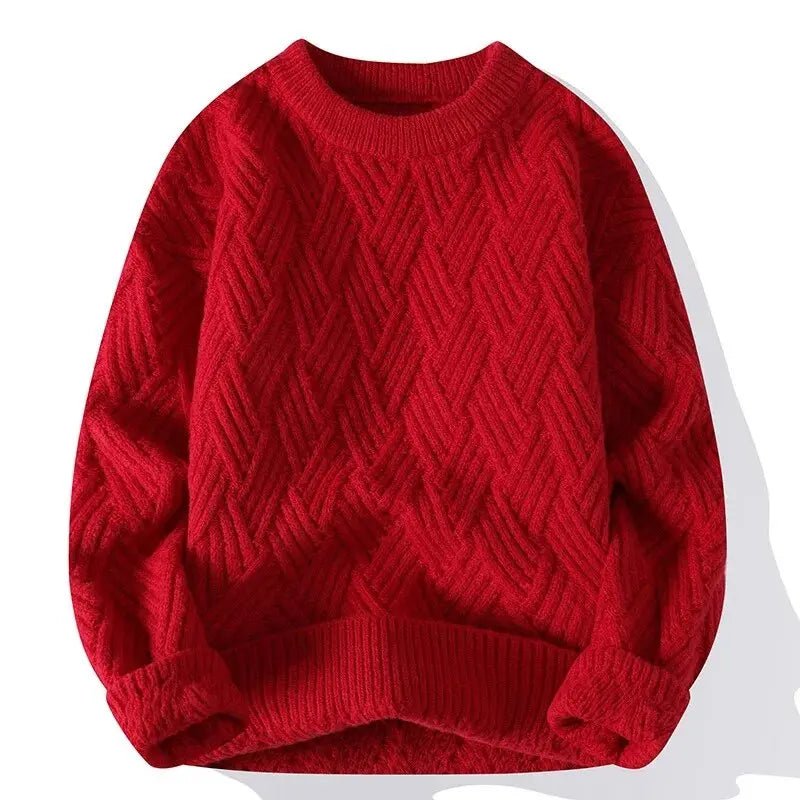 Men's Crewneck Sweater – Patterned Long Sleeve with Relaxed Fit - We are MFEO