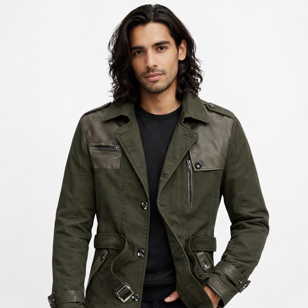 Men's Fleece-Lined Trench Coat with Button Front and Zip Pockets - We are MFEO
