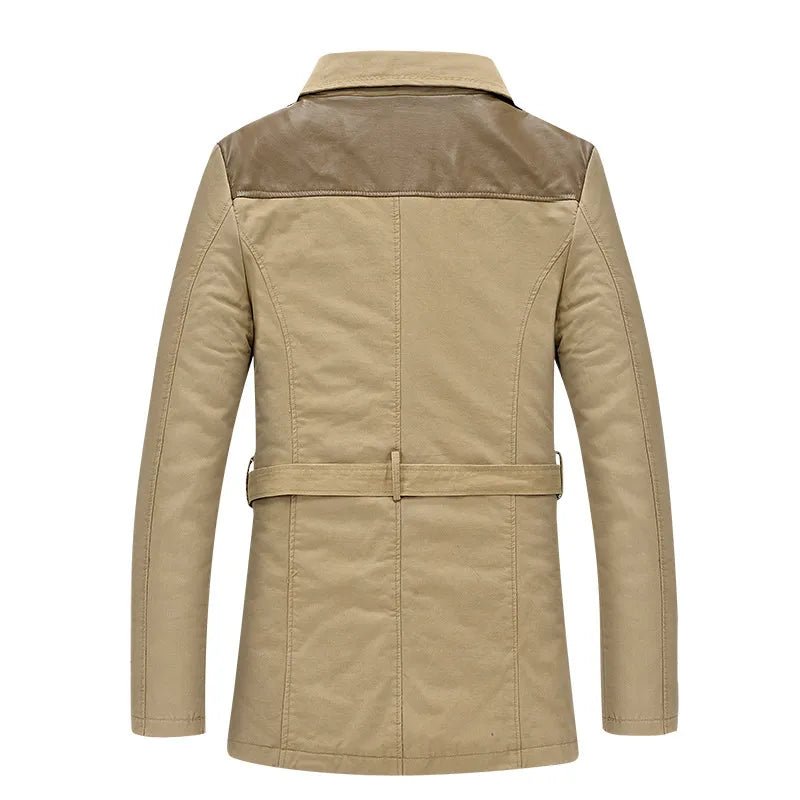 Men's Fleece-Lined Trench Coat with Button Front and Zip Pockets - We are MFEO