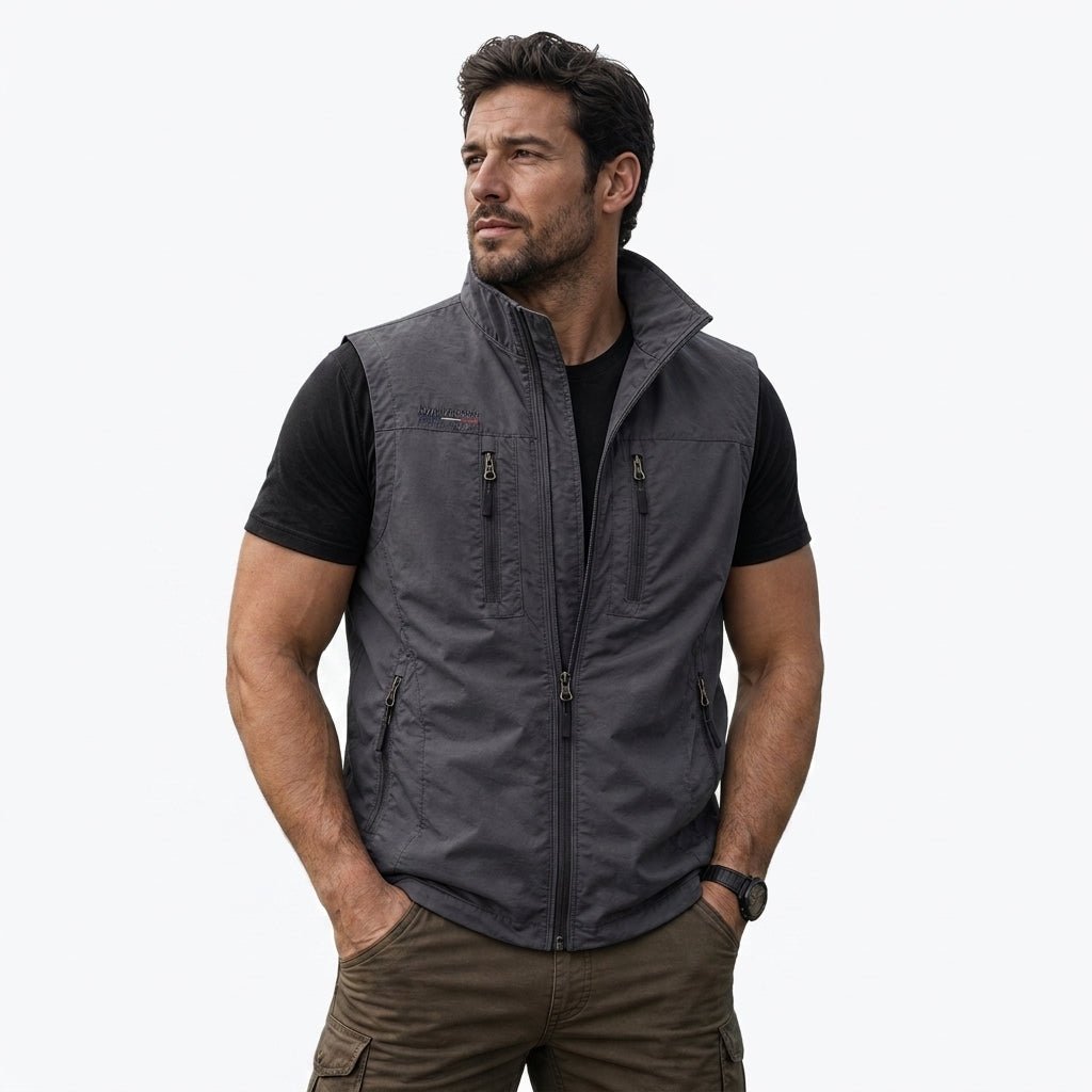 Men's Full Zip Utility Vest – Lightweight Multi-Pocket Design for Outdoor Activities - We are MFEO