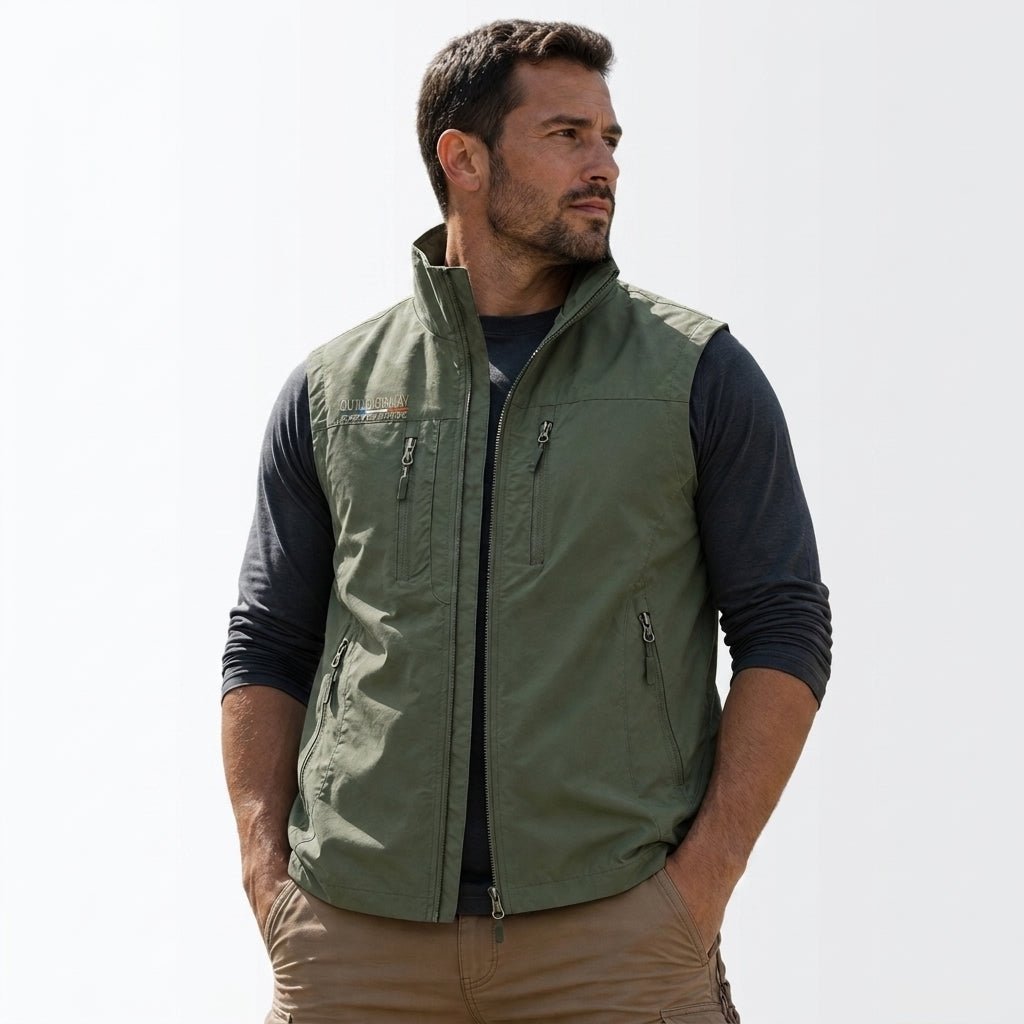 Men's Full Zip Utility Vest – Lightweight Multi-Pocket Design for Outdoor Activities - We are MFEO