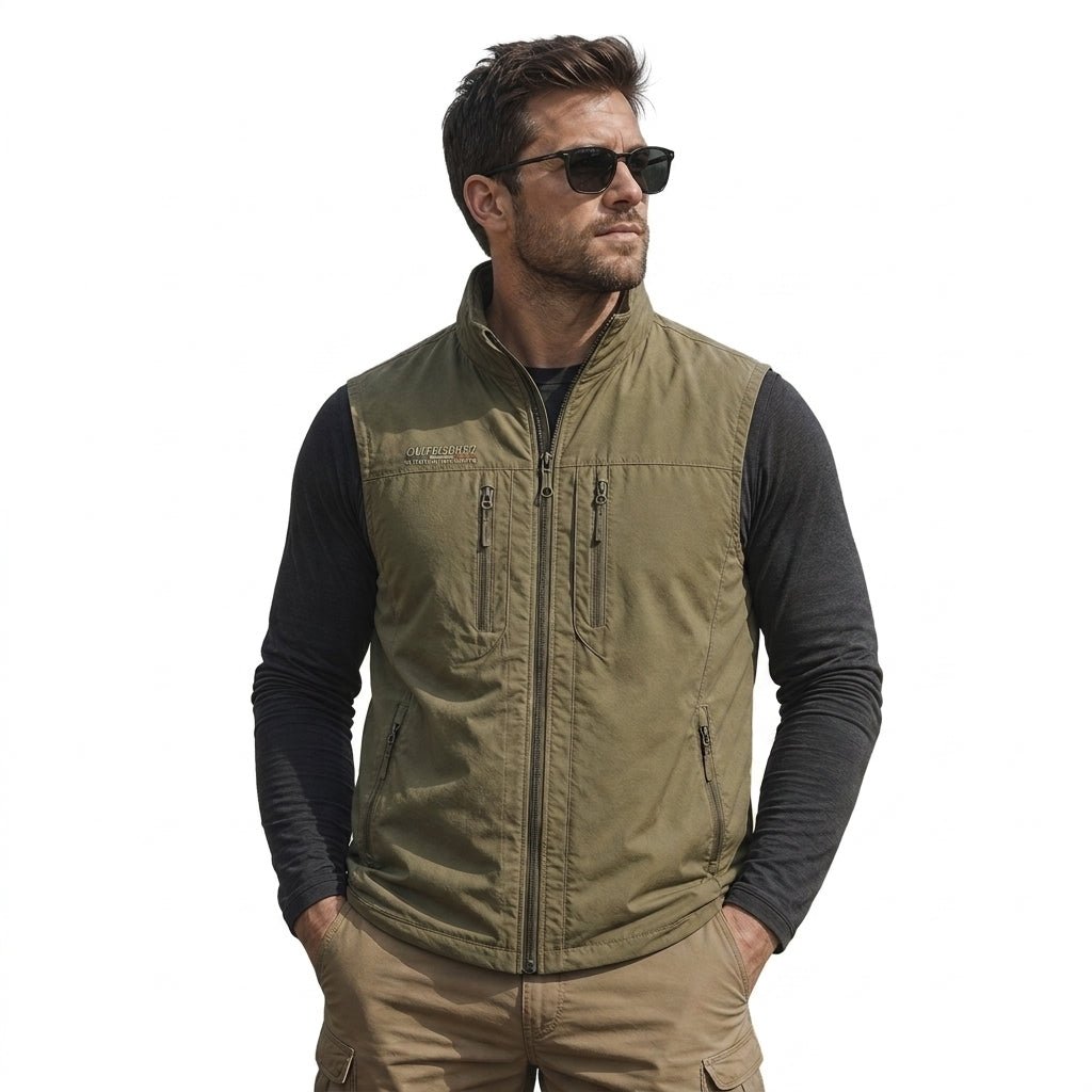 Men's Full Zip Utility Vest – Lightweight Multi-Pocket Design for Outdoor Activities - We are MFEO