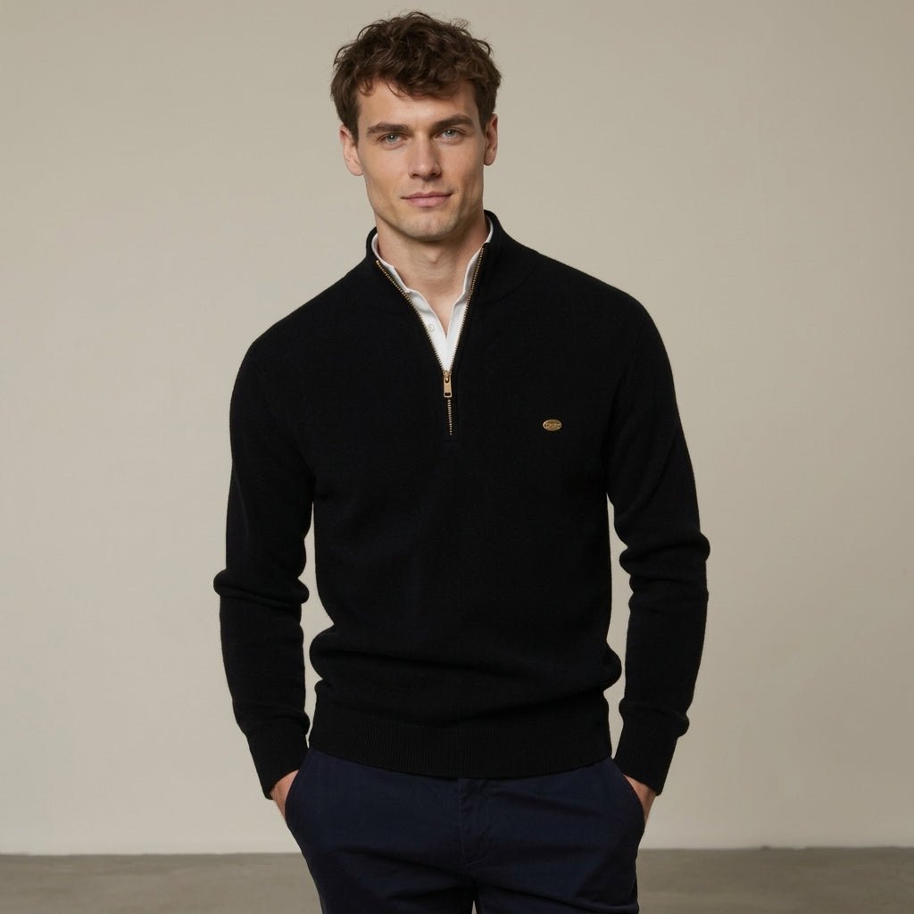 Men's Half-Zip Jumper – Slim Fit Knitted Knitwear with Stand Collar for Casual Wear - We are MFEO