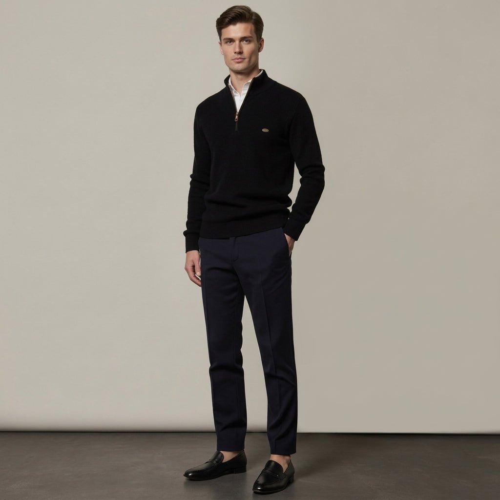 Men's Half-Zip Jumper – Slim Fit Knitted Knitwear with Stand Collar for Casual Wear - We are MFEO