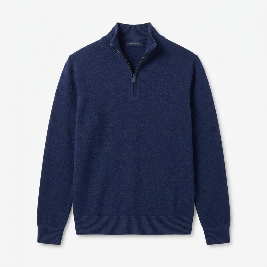 Men's Half Zip Jumper – Stand Collar Knitwear, Ribbed Cuffs and Hem - We are MFEO