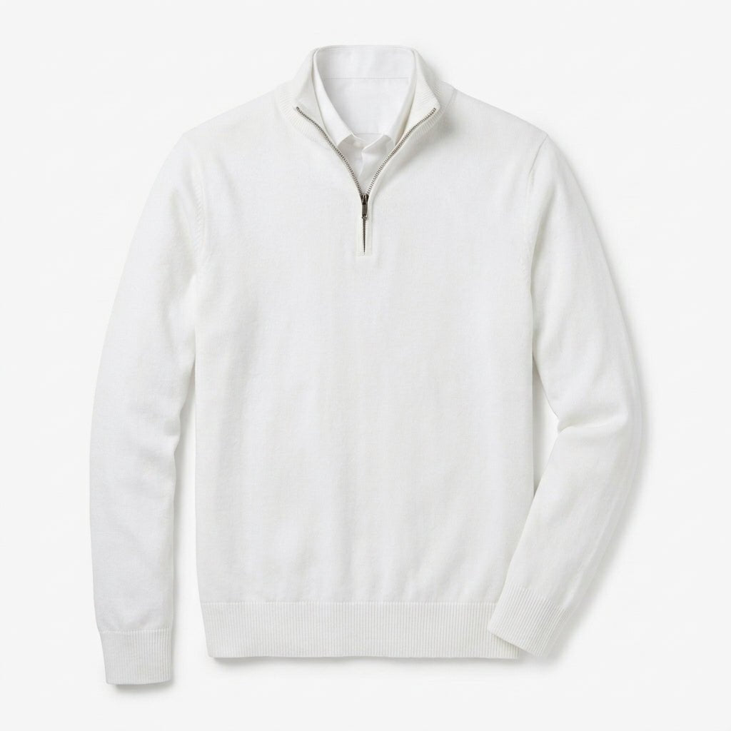 Men's Half Zip Jumper – Stand Collar Knitwear, Ribbed Cuffs and Hem - We are MFEO