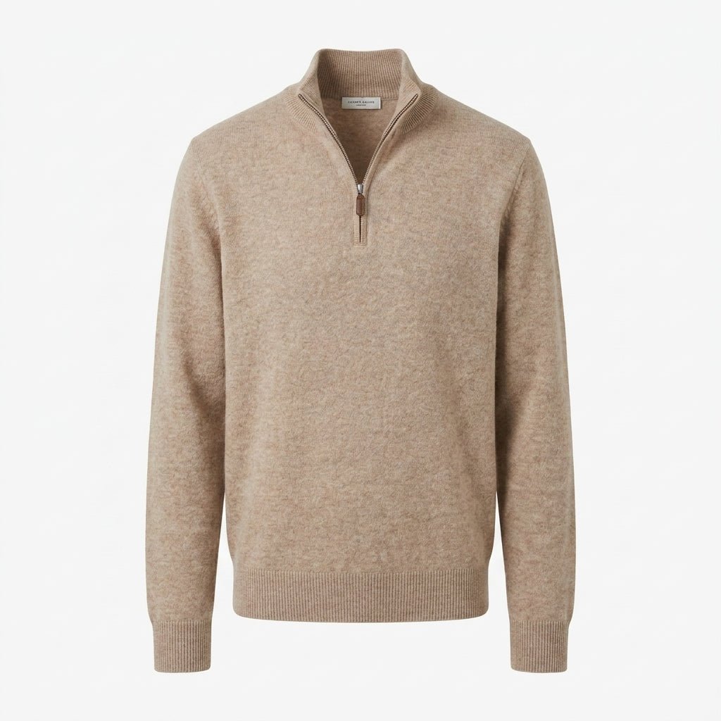 Men's Half Zip Jumper – Stand Collar Knitwear, Ribbed Cuffs and Hem - We are MFEO