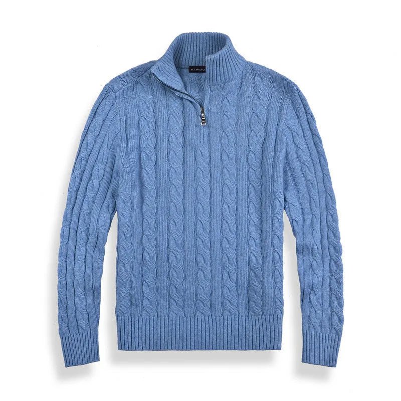 Men's Half Zip Sweater – Cable Knit Design for Cozy Layering in Autumn and Winter - We are MFEO