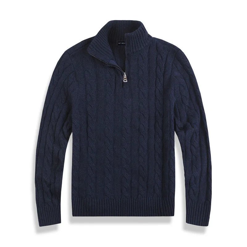 Men's Half Zip Sweater – Cable Knit Design for Cozy Layering in Autumn and Winter - We are MFEO