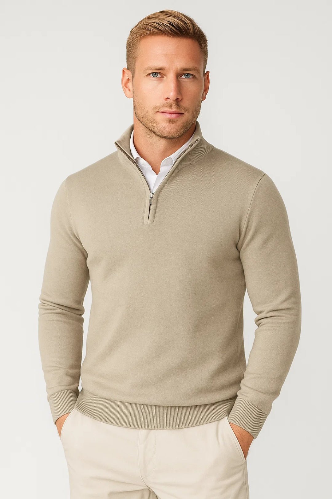 Men's Half Zip Sweater – Warm High Neck Design for Comfortable Winter Layering - We are MFEO