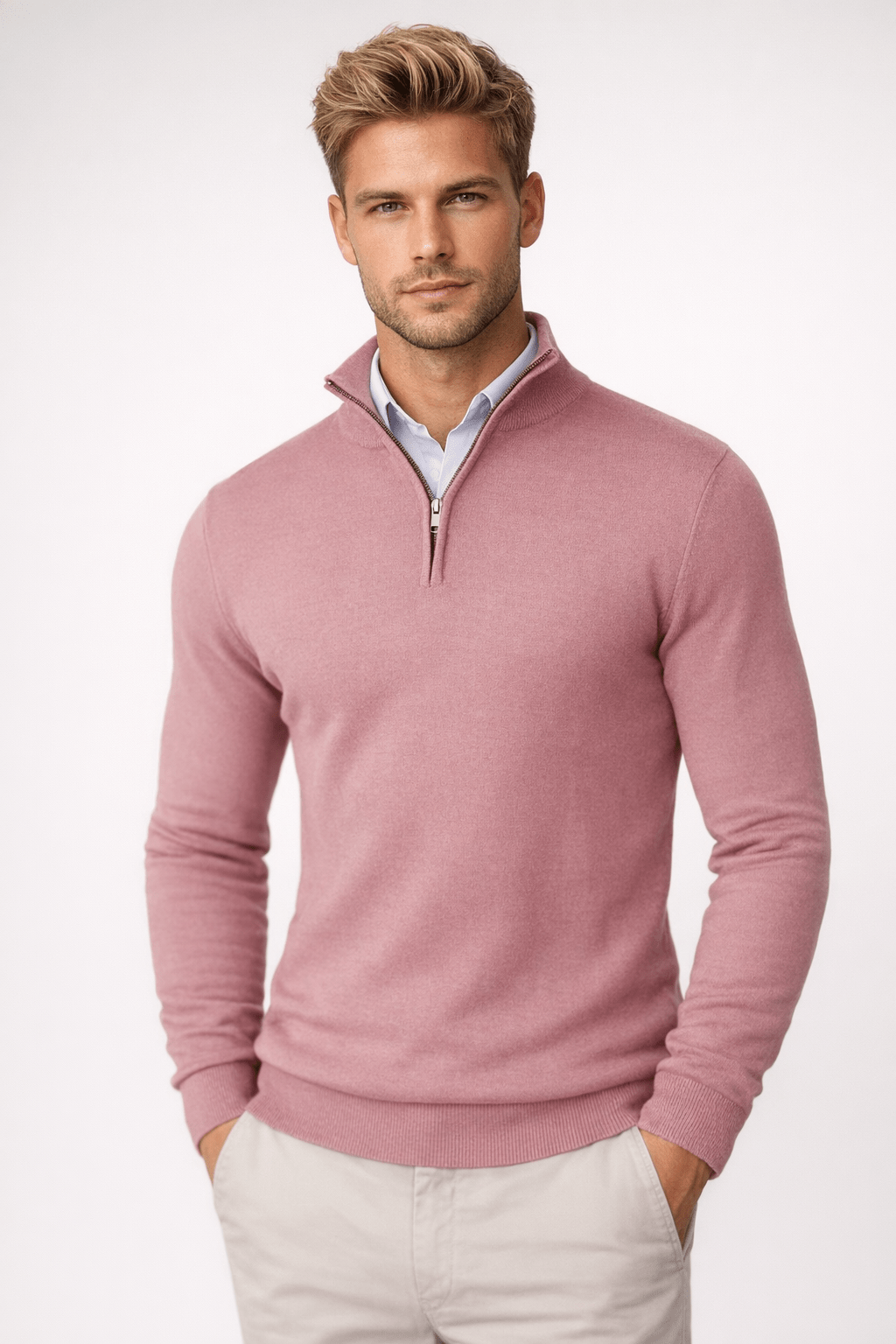 Men's Half Zip Sweater – Warm High Neck Design for Comfortable Winter Layering - We are MFEO