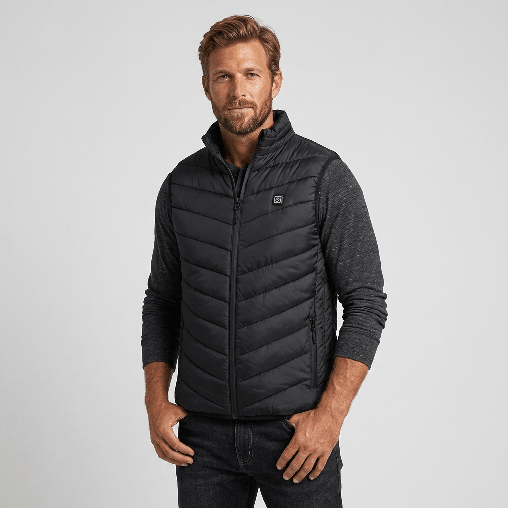 Men's Heated Puffer Vest with Stand Collar – Quilted Insulated Layer - We are MFEO
