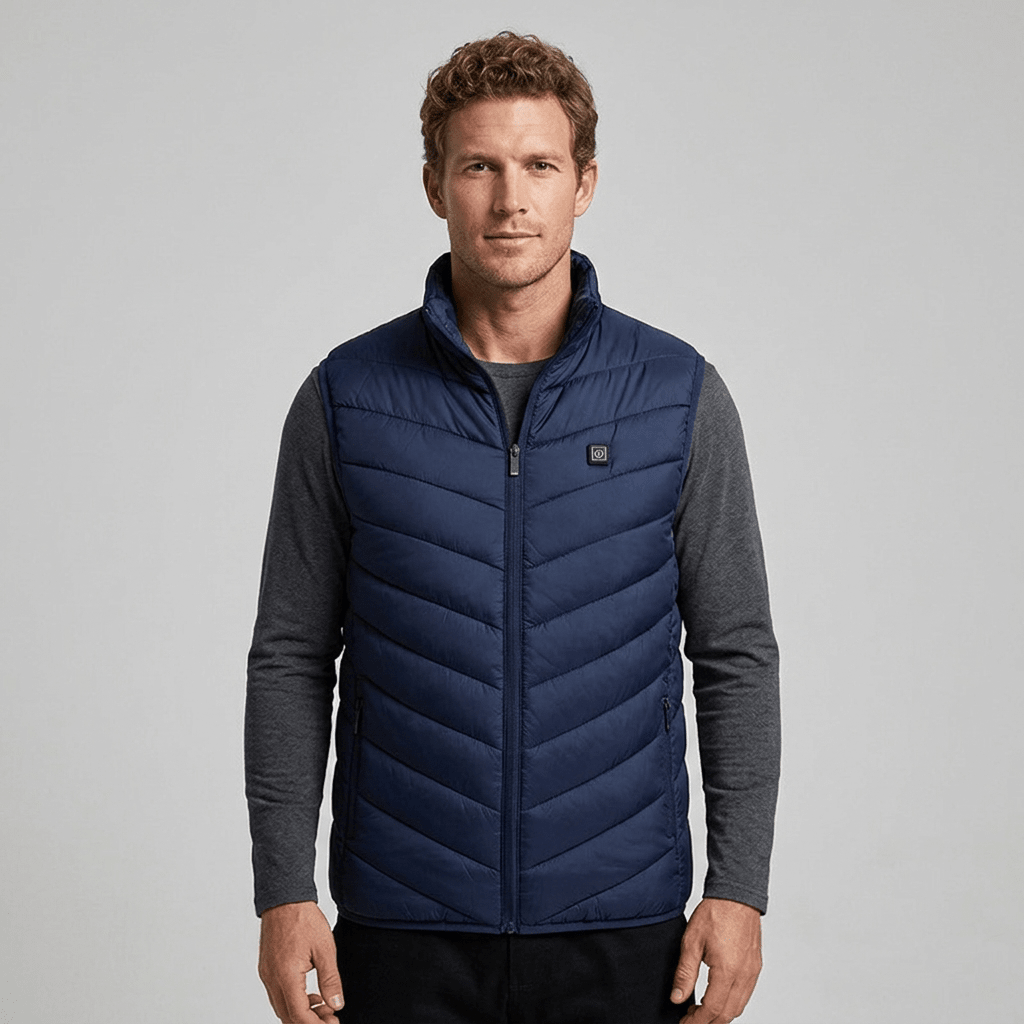 Men's Heated Puffer Vest with Stand Collar – Quilted Insulated Layer - We are MFEO
