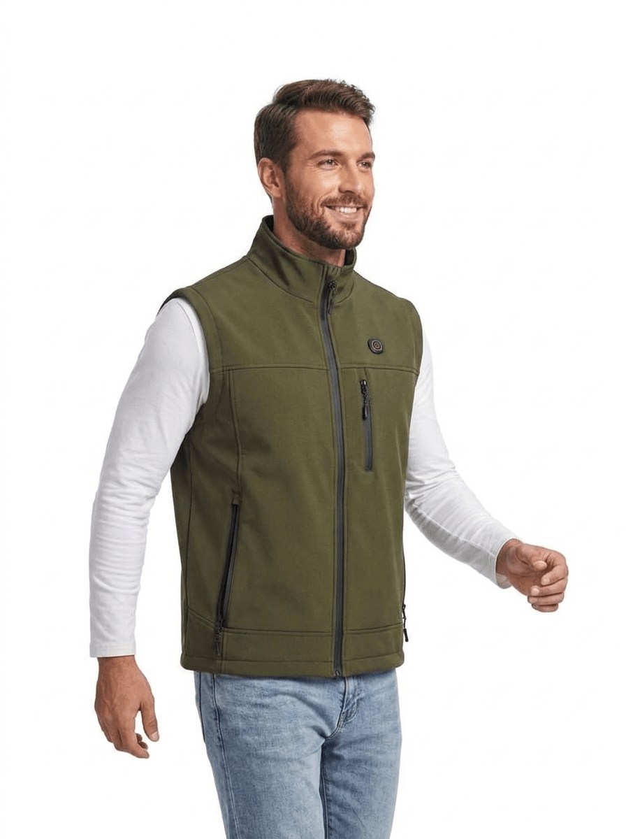 Men's Heated Vest - Adjustable Heat Settings, Zip Front, Stand Collar for Cold Weather - We are MFEO