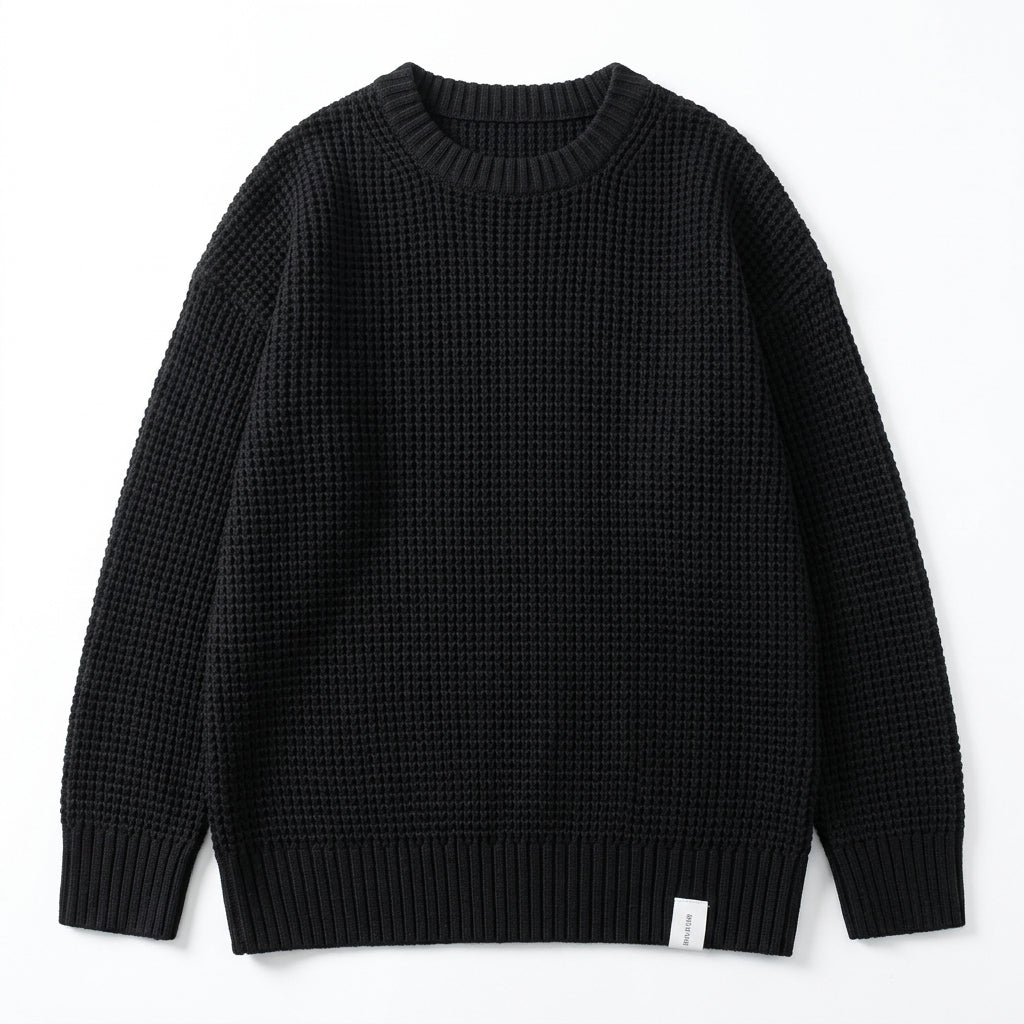 Men's Jumper – Textured Knit Crew Neck Sweater for Casual Wear 1