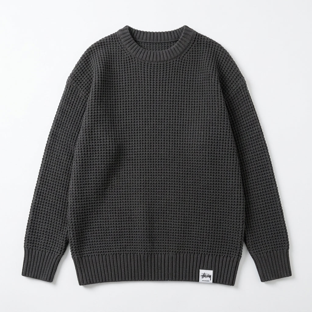 Men's Jumper – Textured Knit Crew Neck Sweater for Casual Wear 5