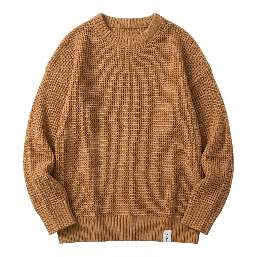 Men's Jumper – Textured Knit Crew Neck Sweater for Casual Wear 3