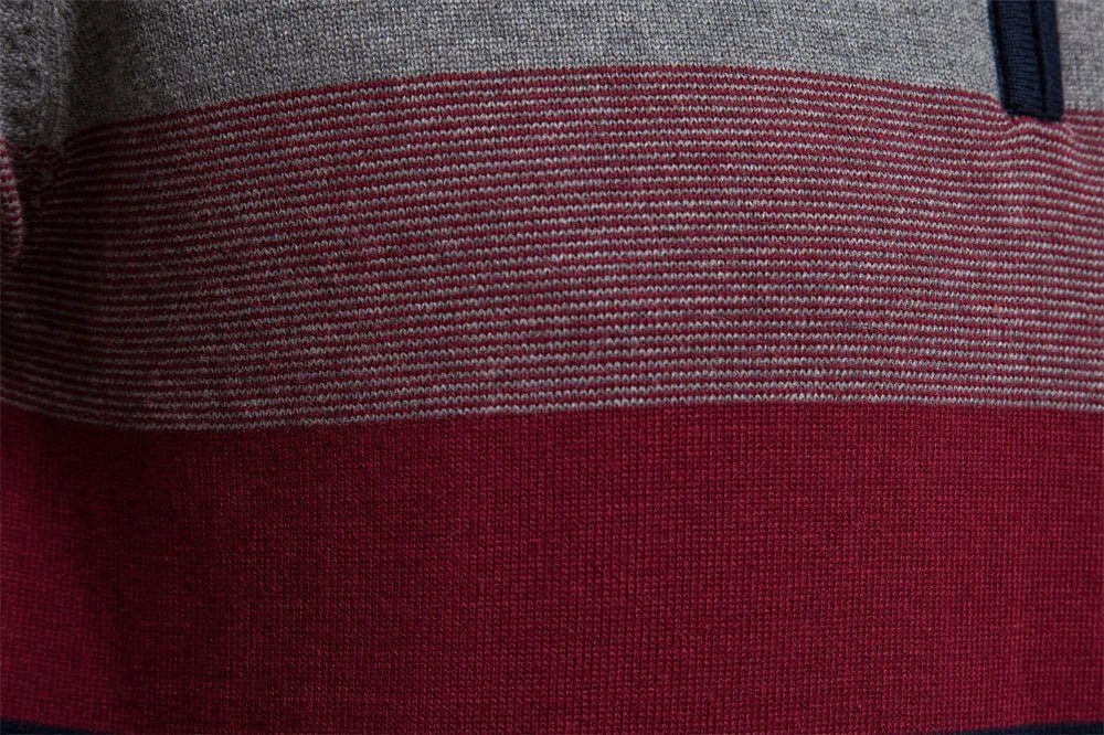 Men's Jumper with Quarter - Zip – Slim Fit Striped Knitwear for Autumn and Winter - We are MFEO