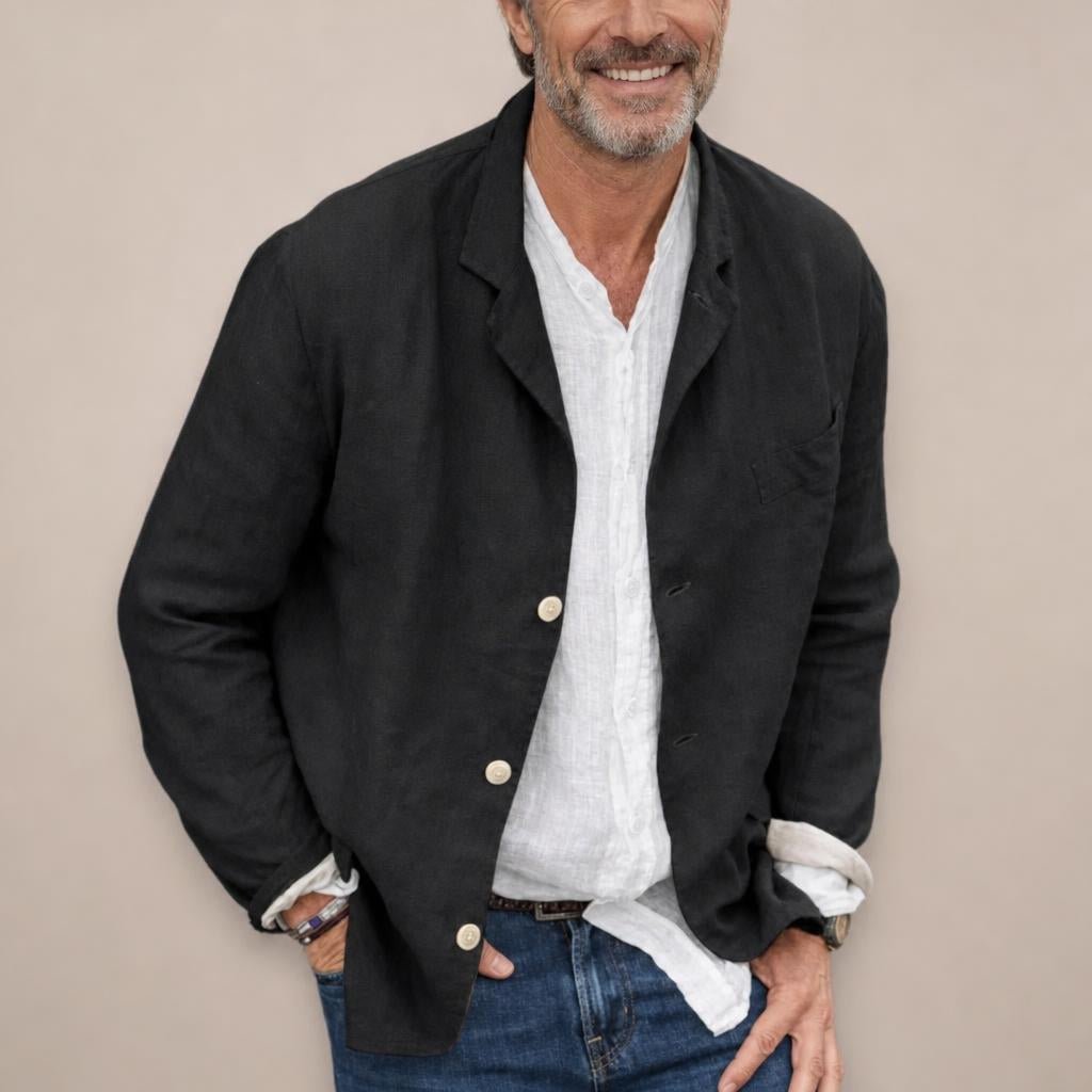 Men's Linen Blazer Jacket – Breathable Relaxed Fit for Casual Spring and Summer Outings - We are MFEO