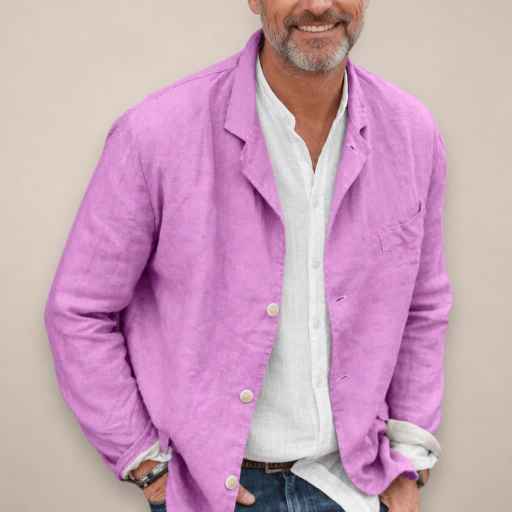 Men's Linen Blazer Jacket – Breathable Relaxed Fit for Casual Spring and Summer Outings - We are MFEO