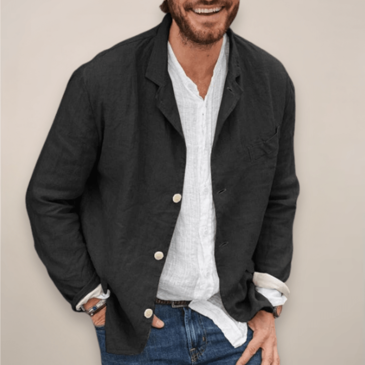 Men's Linen Blazer Jacket – Breathable Relaxed Fit for Casual Spring and Summer Outings - We are MFEO