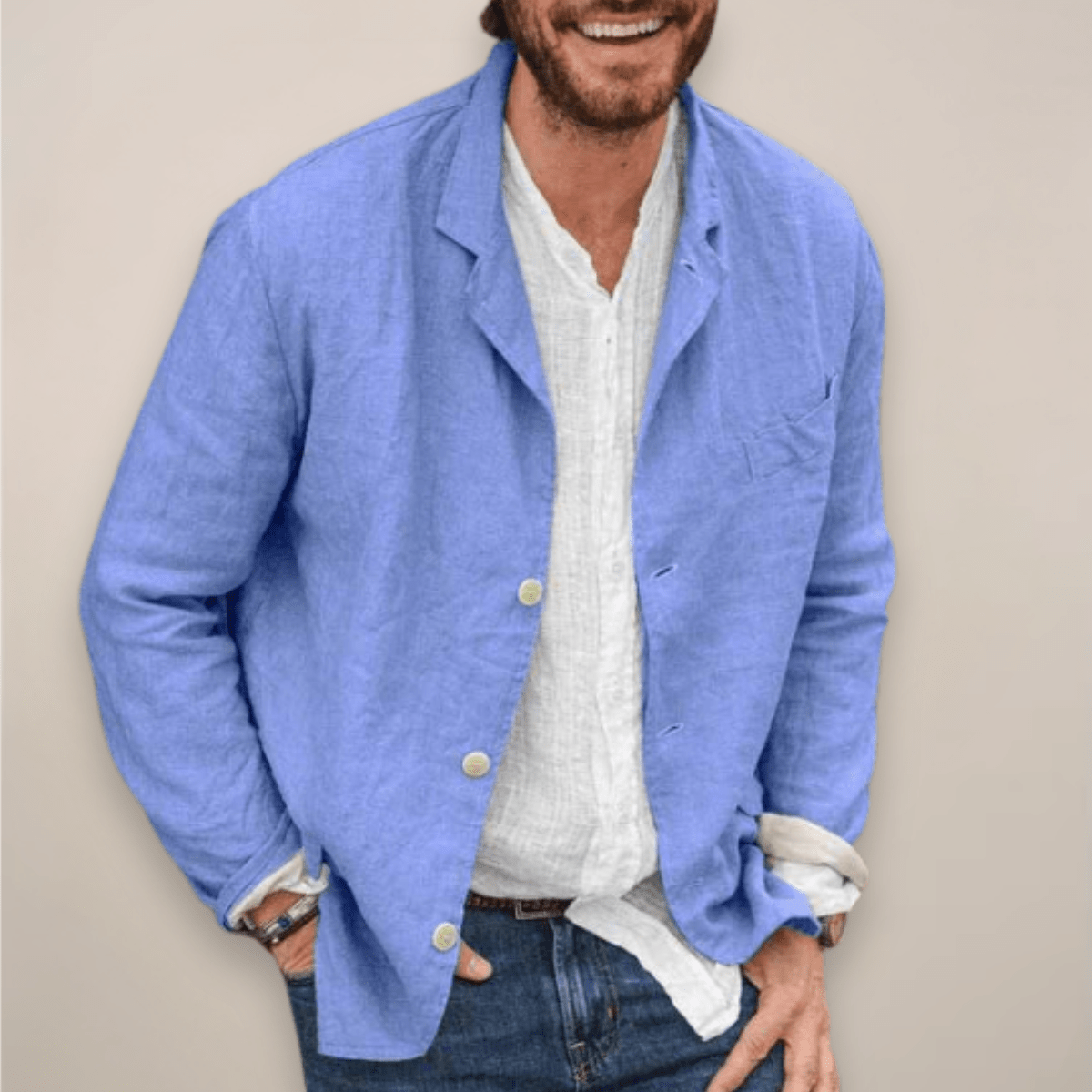 Men's Linen Blazer Jacket – Breathable Relaxed Fit for Casual Spring and Summer Outings - We are MFEO