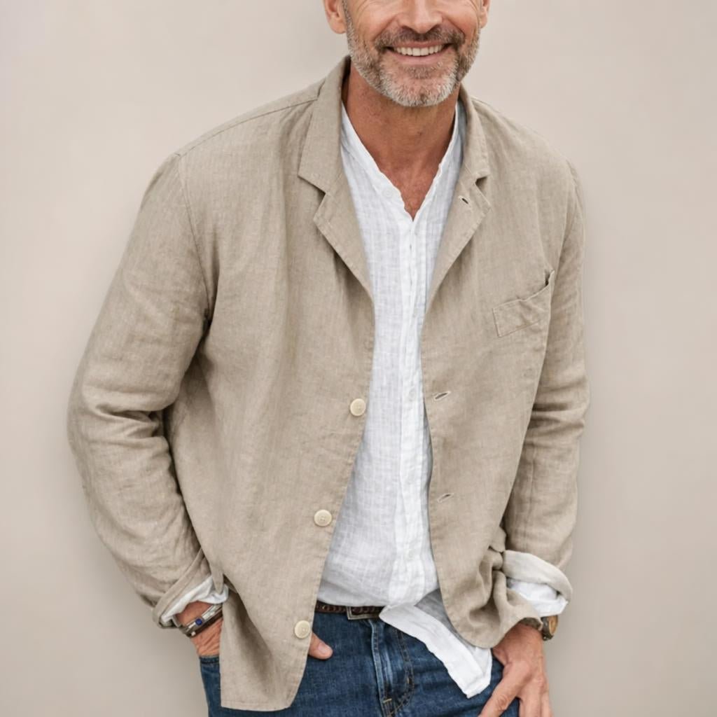 Men's Linen Blazer Jacket – Breathable Relaxed Fit for Casual Spring and Summer Outings - We are MFEO