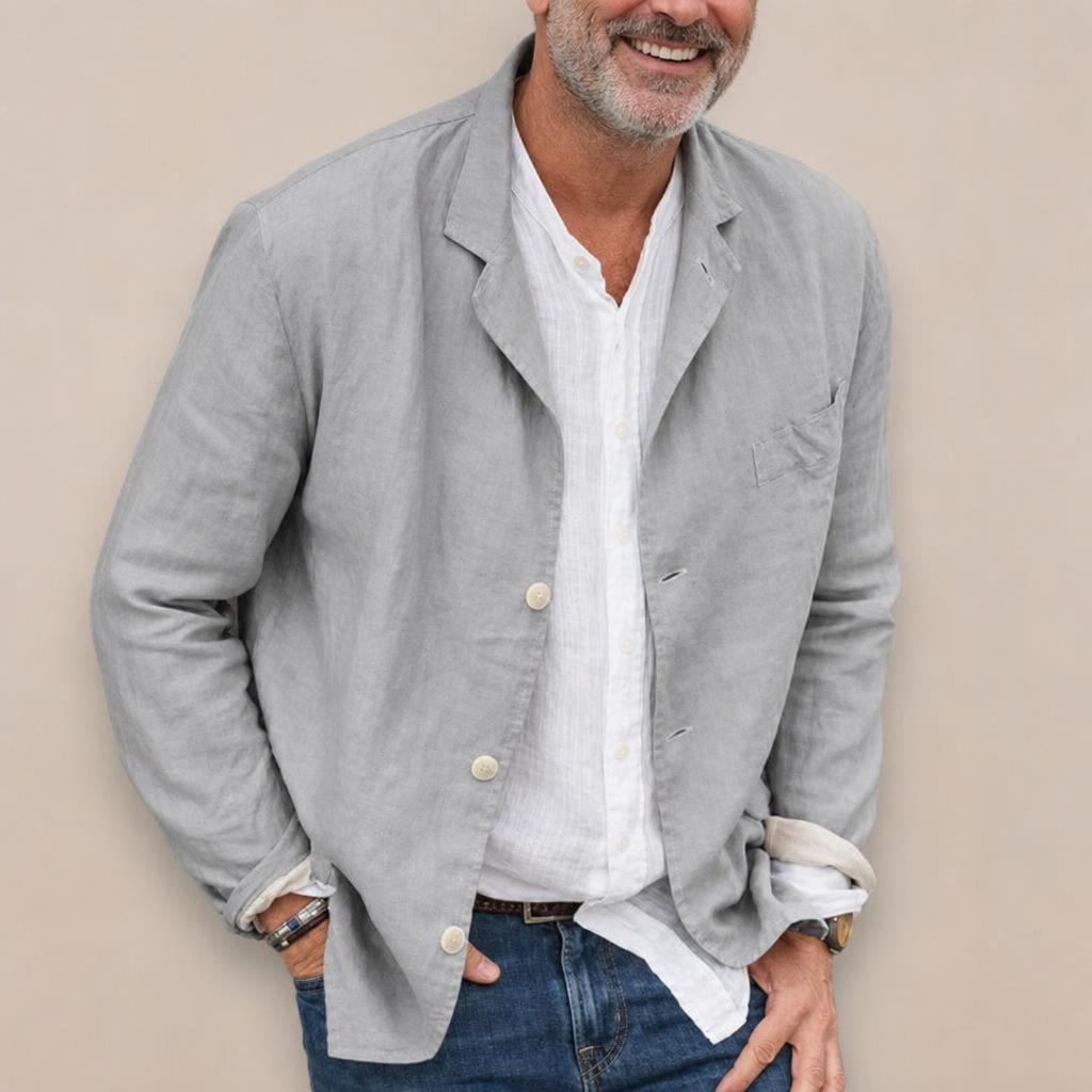 Men's Linen Blazer Jacket – Breathable Relaxed Fit for Casual Spring and Summer Outings - We are MFEO