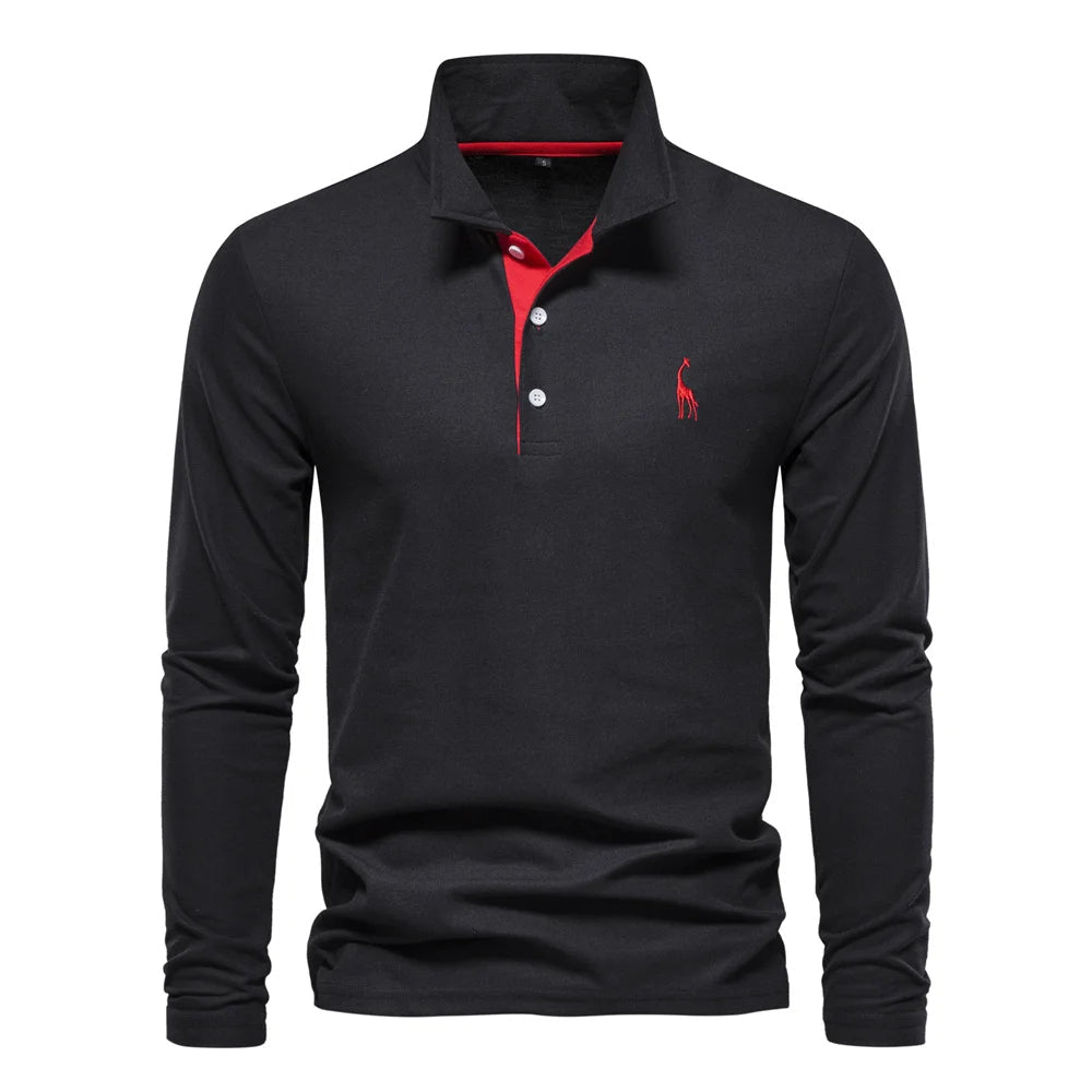 Men's Long Sleeve Polo Shirt – Structured Collar with Button Placket, Soft Cotton Blend - We are MFEO