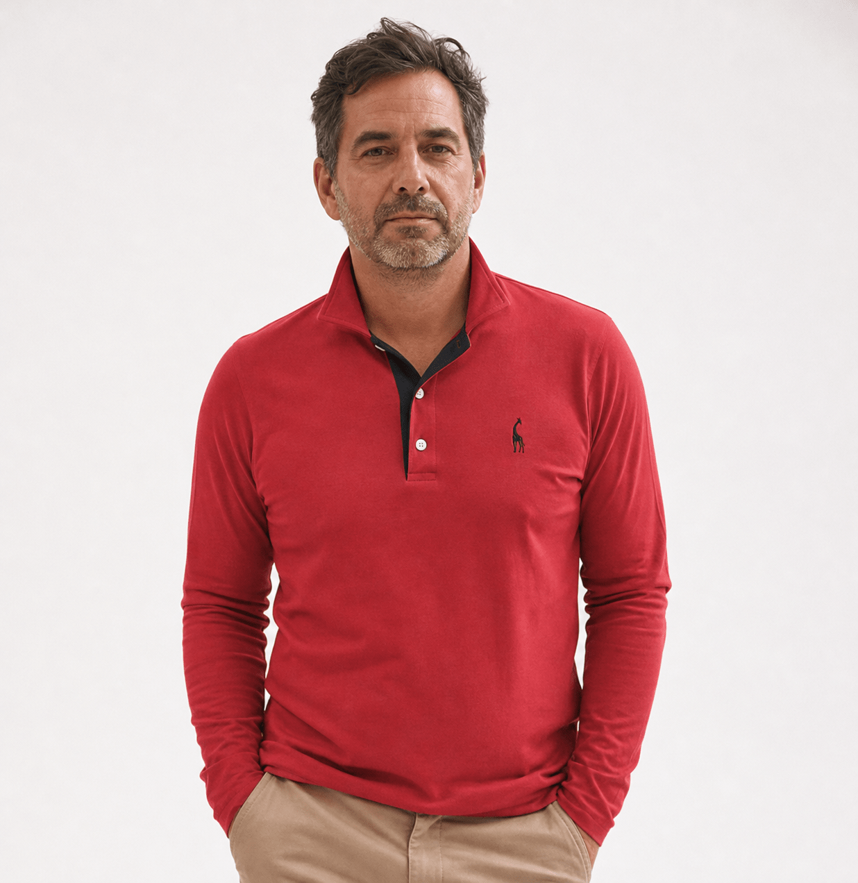 Men's Long Sleeve Polo Shirt – Structured Collar with Button Placket, Soft Cotton Blend - We are MFEO