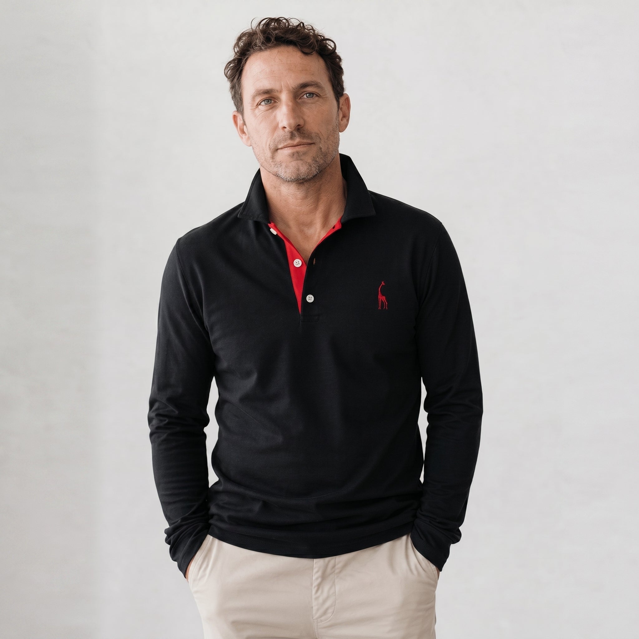 Men's Long Sleeve Polo Shirt – Structured Collar with Button Placket, Soft Cotton Blend - We are MFEO