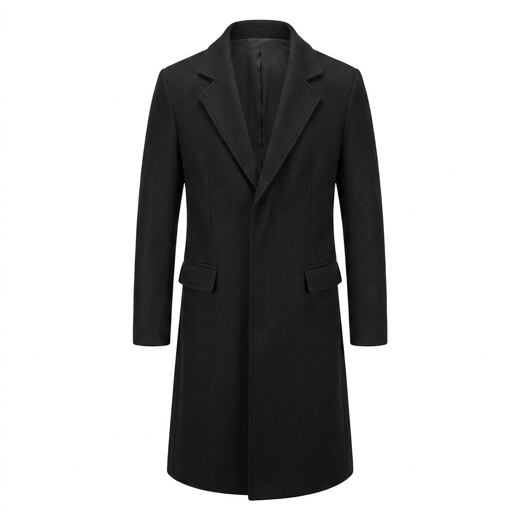 Men's Long Trench Coat – Slim Fit with Notched Lapel - We are MFEO