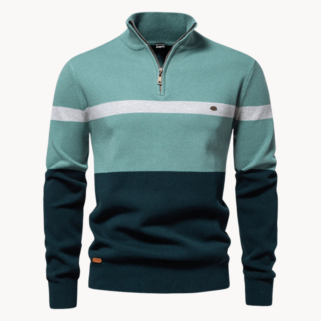 Men's Quarter - Zip Jumper – Cotton Knitwear with Colour Block Design for Autumn - We are MFEO