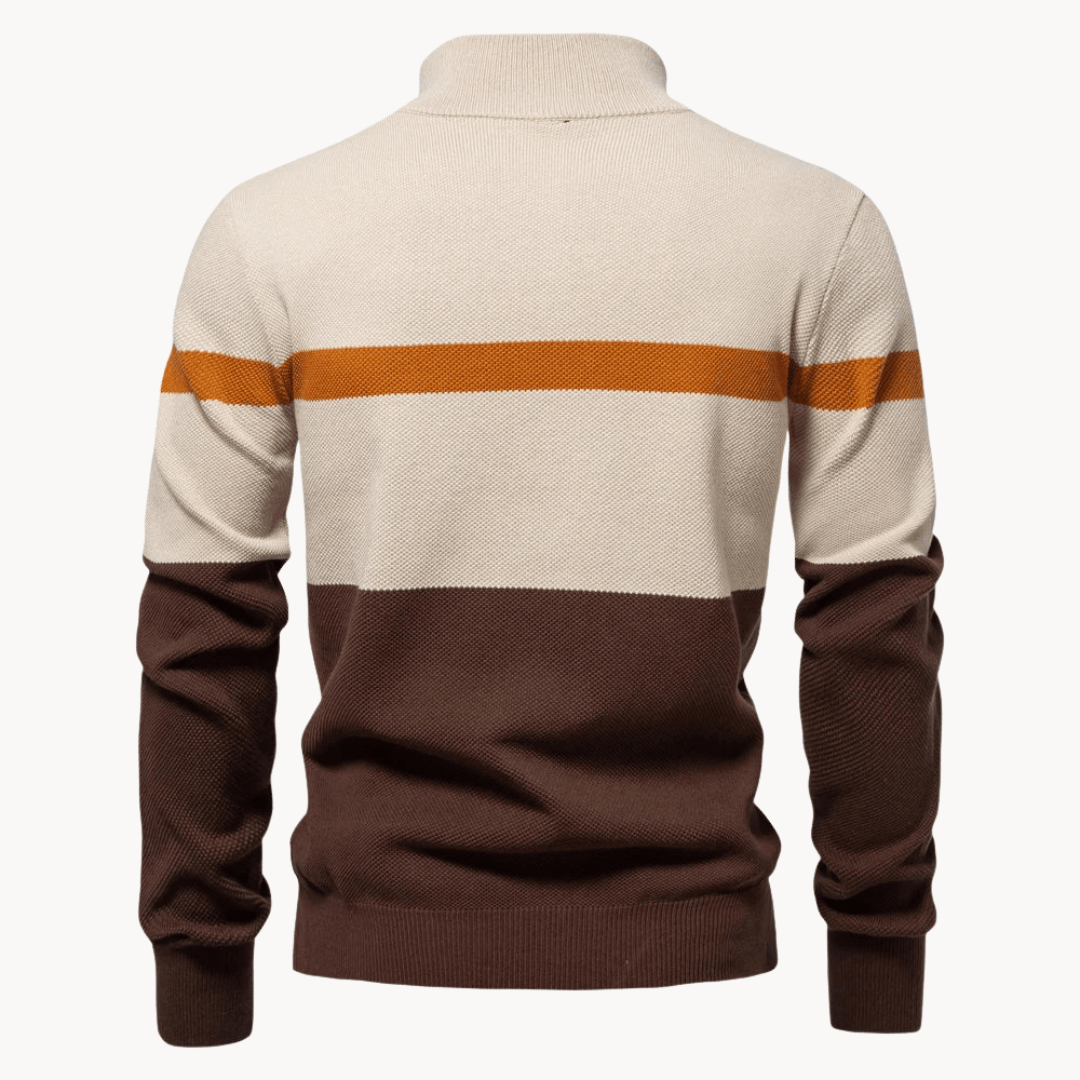 Men's Quarter - Zip Jumper – Cotton Knitwear with Colour Block Design for Autumn - We are MFEO