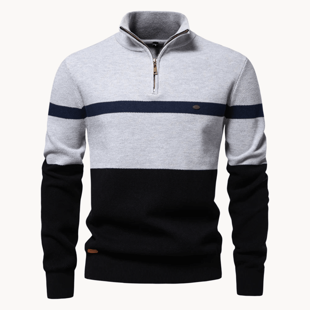 Men's Quarter - Zip Jumper – Cotton Knitwear with Colour Block Design for Autumn - We are MFEO