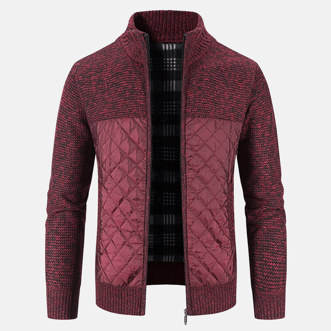 Men's Quilted Jacket for Winter – Zip Up with Knit Panels - We are MFEO