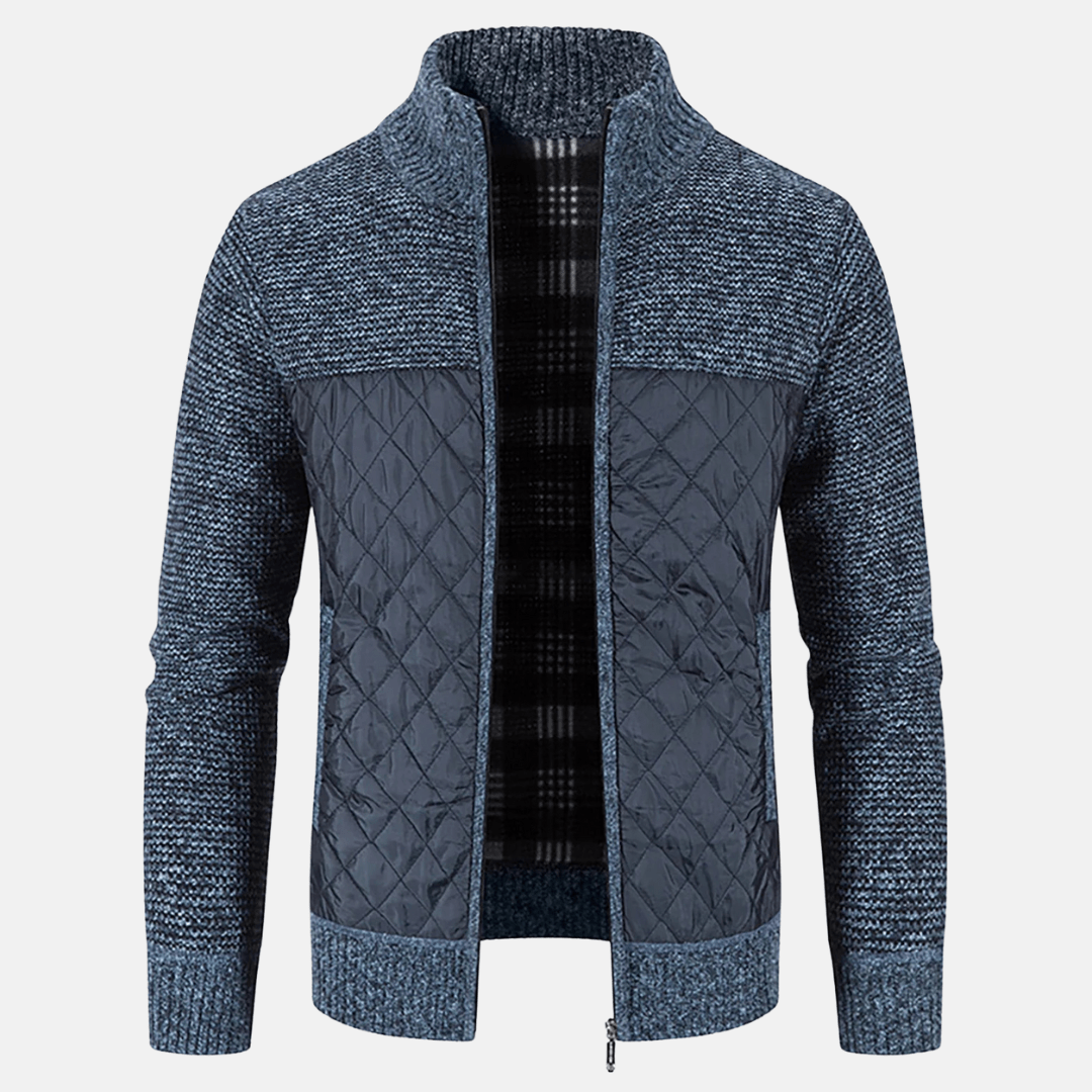 Men's Quilted Jacket for Winter – Zip Up with Knit Panels - We are MFEO