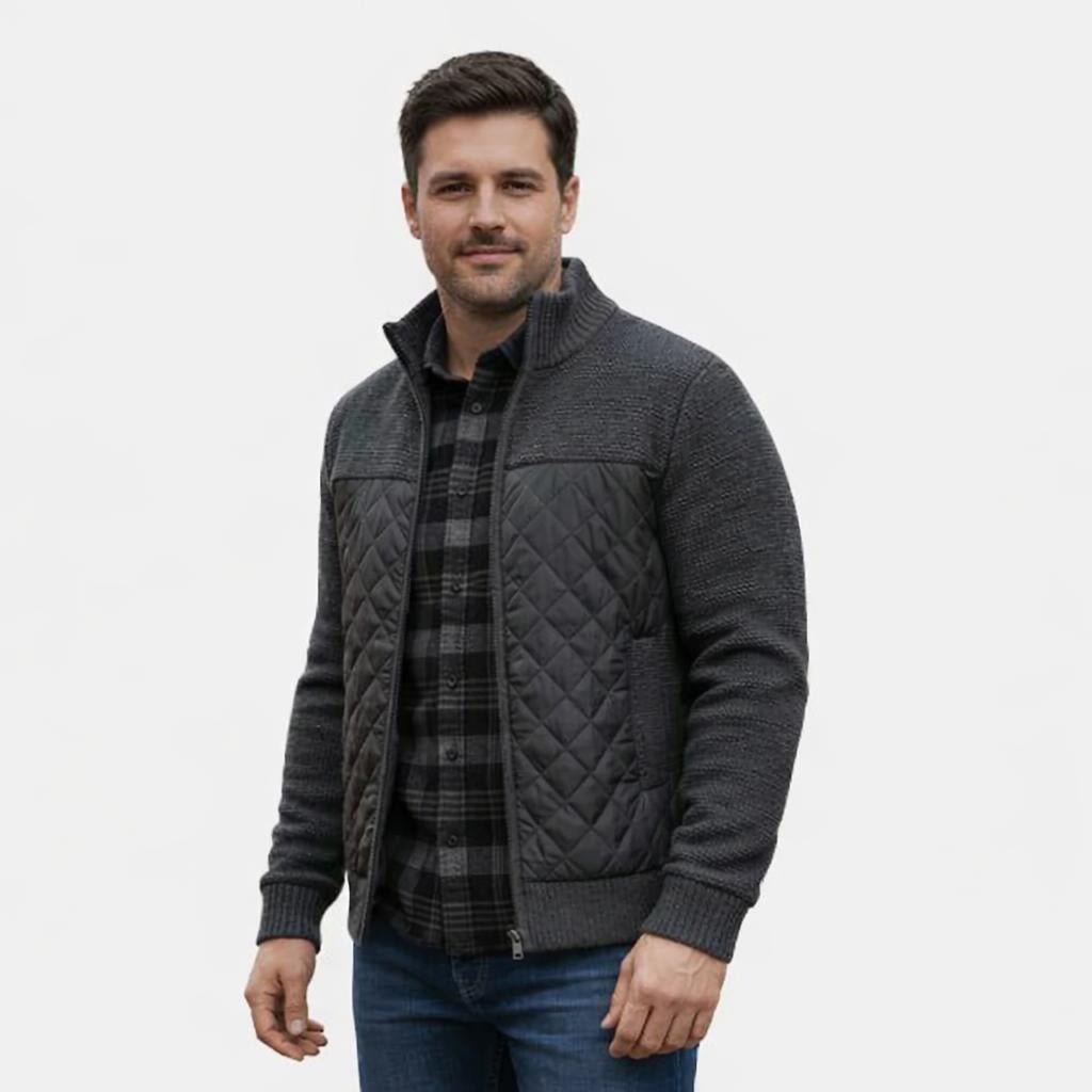 Men's Quilted Jacket for Winter – Zip Up with Knit Panels - We are MFEO
