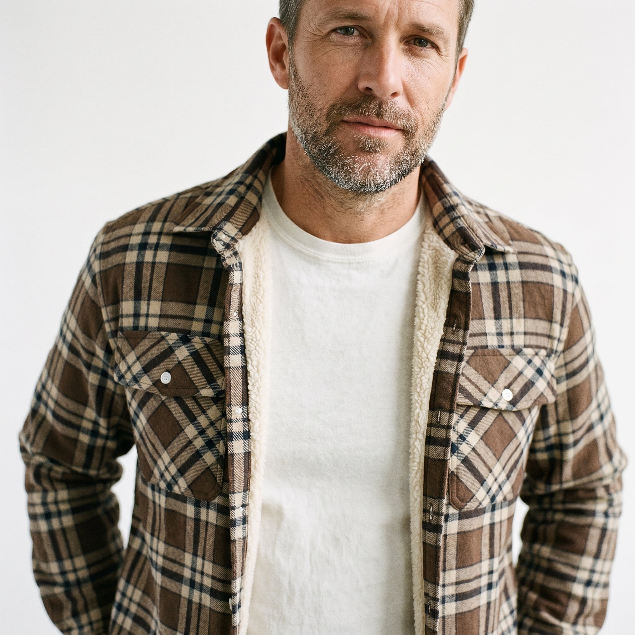 Men's Sherpa Lined Plaid Jacket – Cozy and Stylish for Cold Weather - We are MFEO