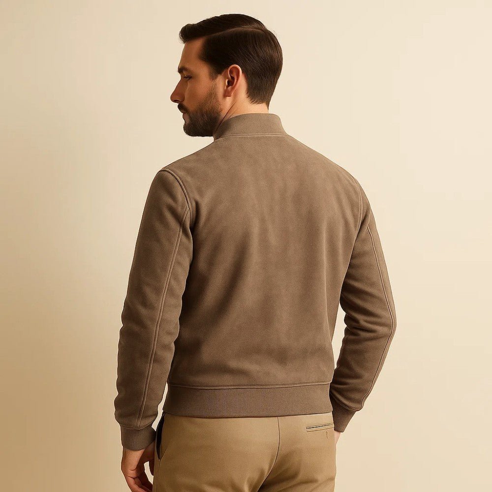 Men's Suede Jacket – Zip-Up with Ribbed Cuffs - We are MFEO