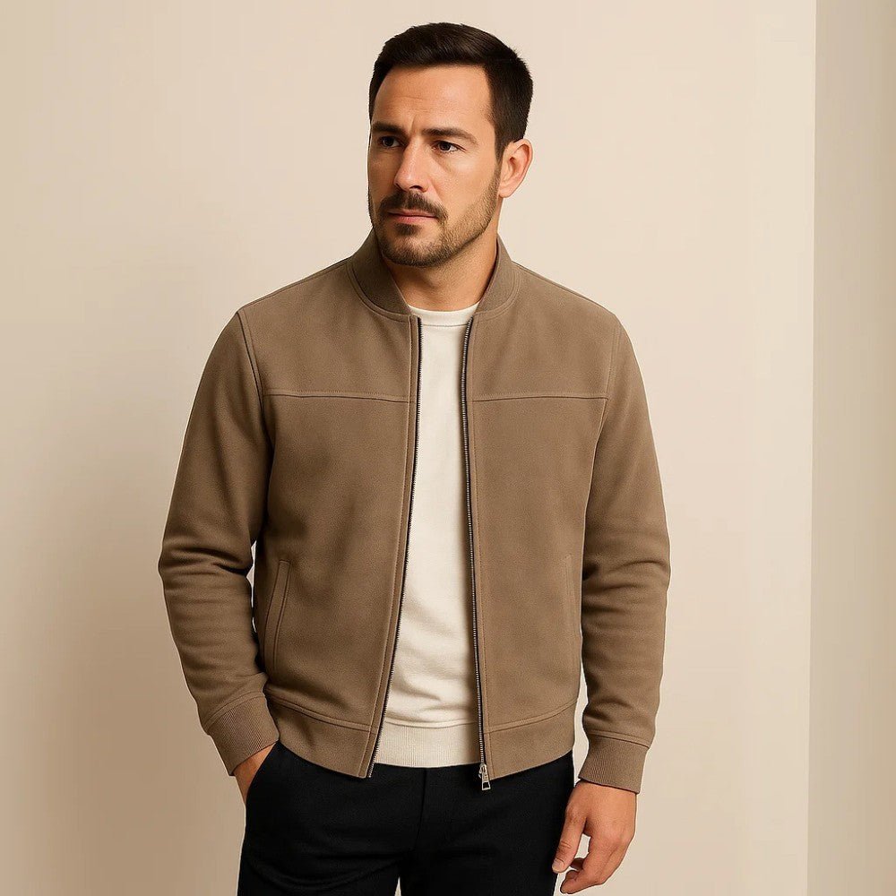 Men's Suede Jacket – Zip-Up with Ribbed Cuffs - We are MFEO