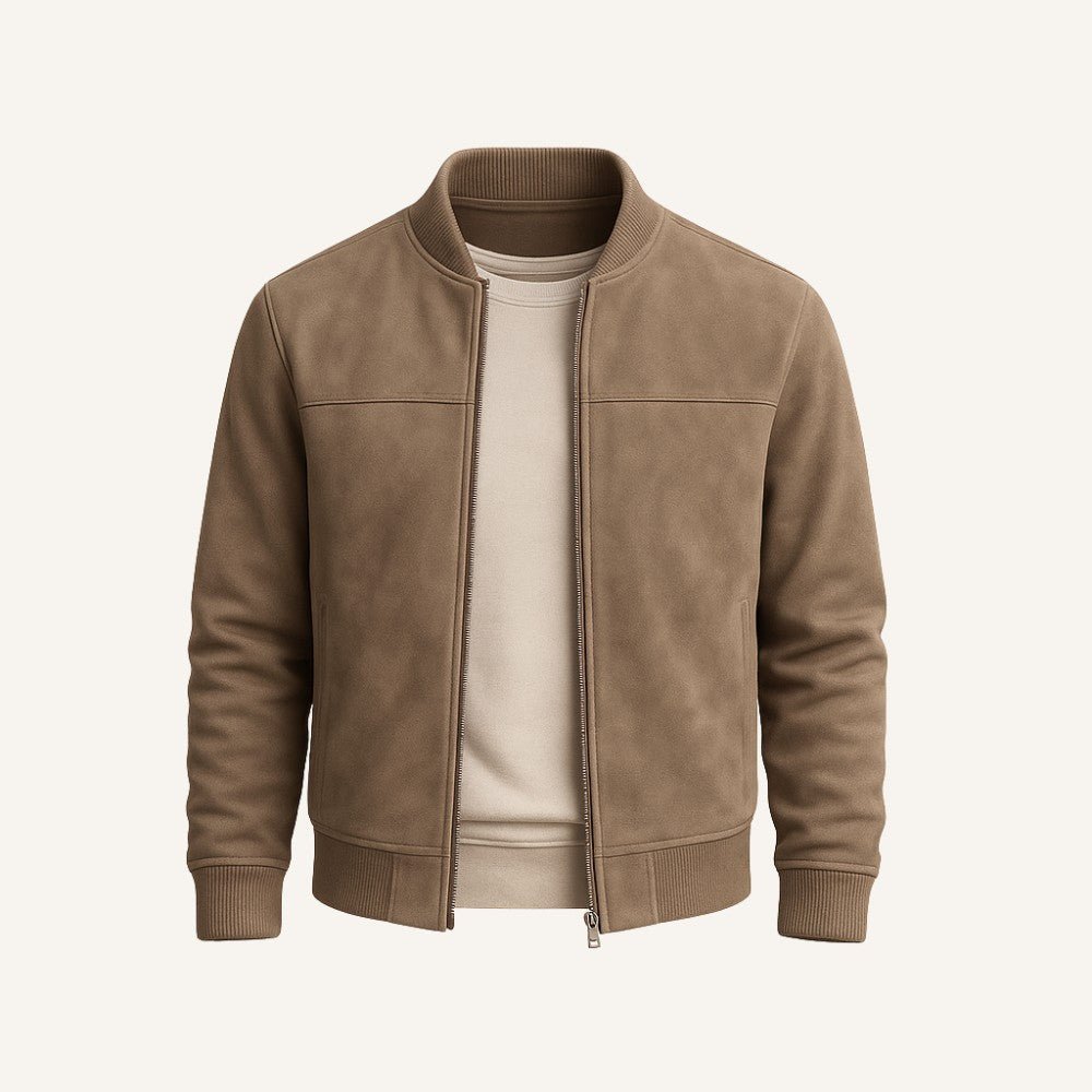 Men's Suede Jacket – Zip-Up with Ribbed Cuffs - We are MFEO