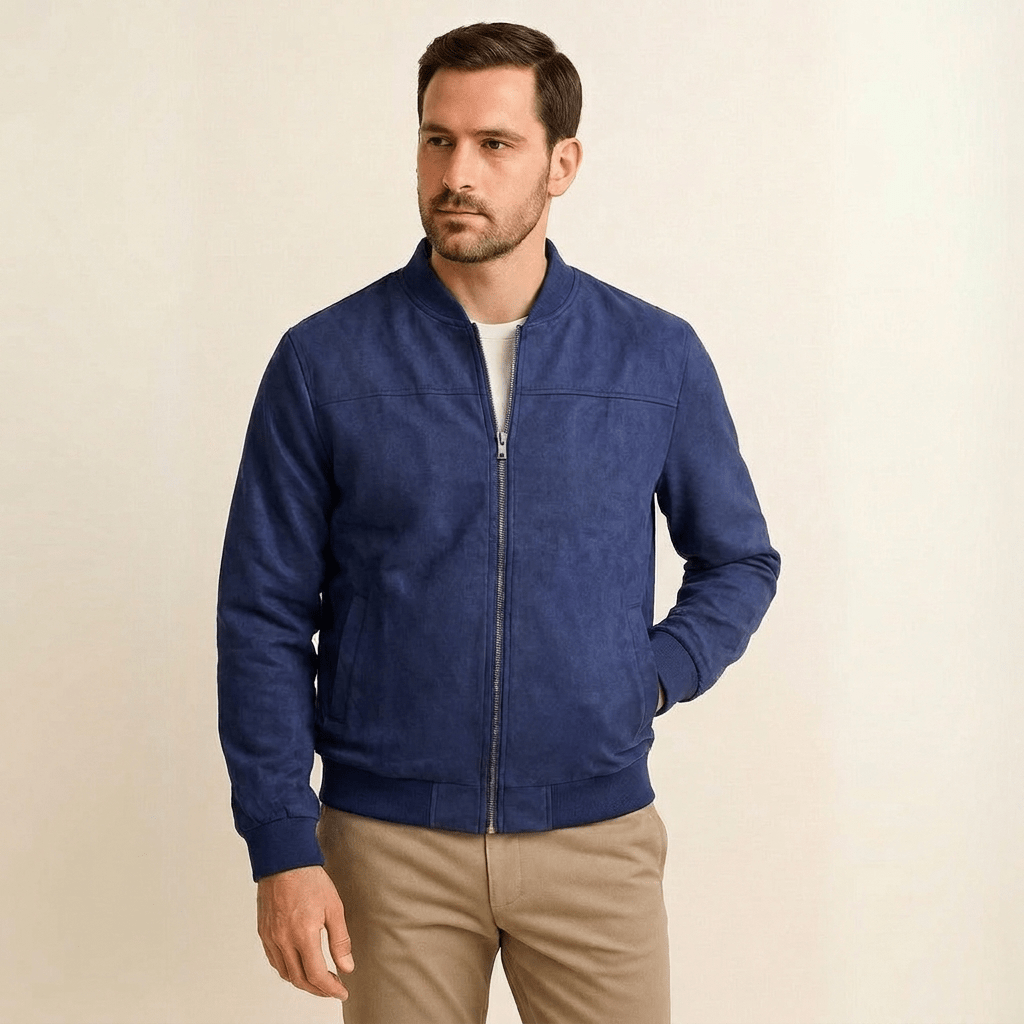 Men's Suede Jacket – Zip-Up with Ribbed Cuffs - We are MFEO