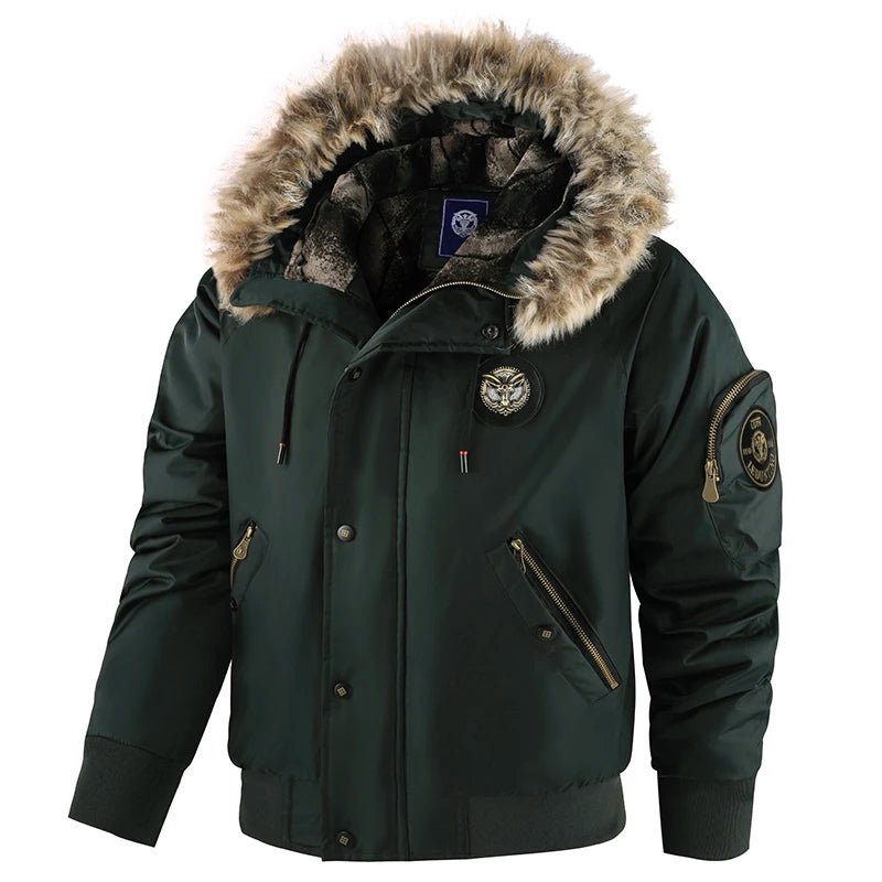 Men's Winter Jacket – Hooded Padded Bomber with Fluffy Trim and Zip Pockets - We are MFEO