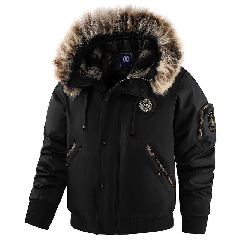 Men's Winter Jacket – Hooded Padded Bomber with Fluffy Trim and Zip Pockets - We are MFEO