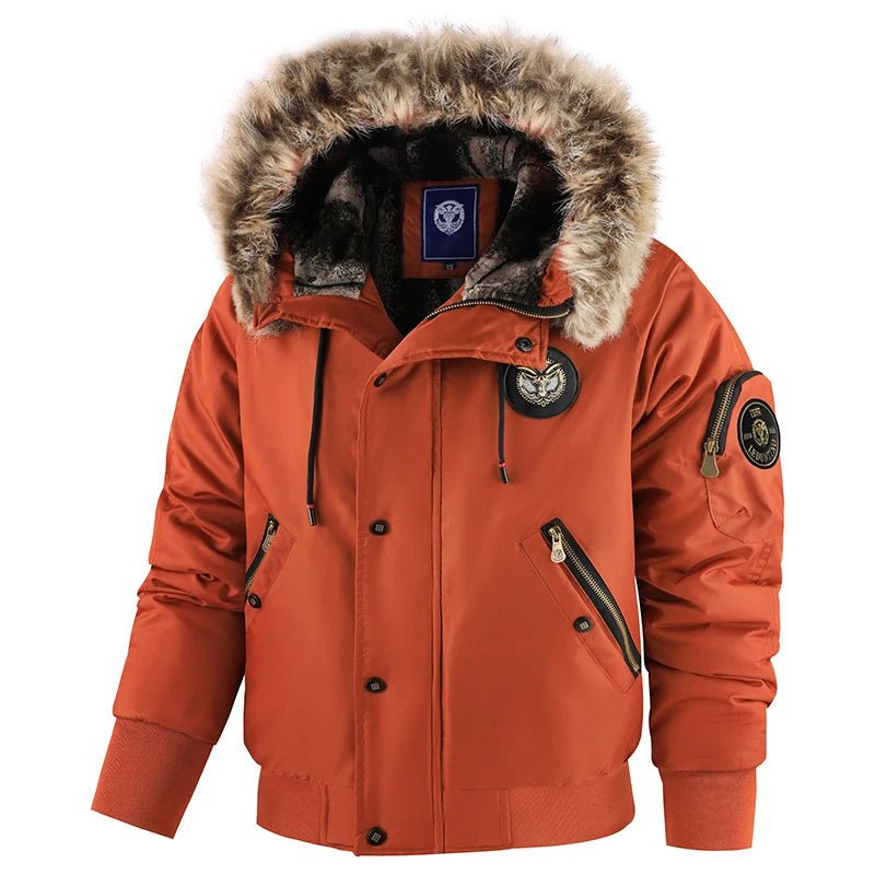 Men's Winter Jacket – Hooded Padded Bomber with Fluffy Trim and Zip Pockets - We are MFEO