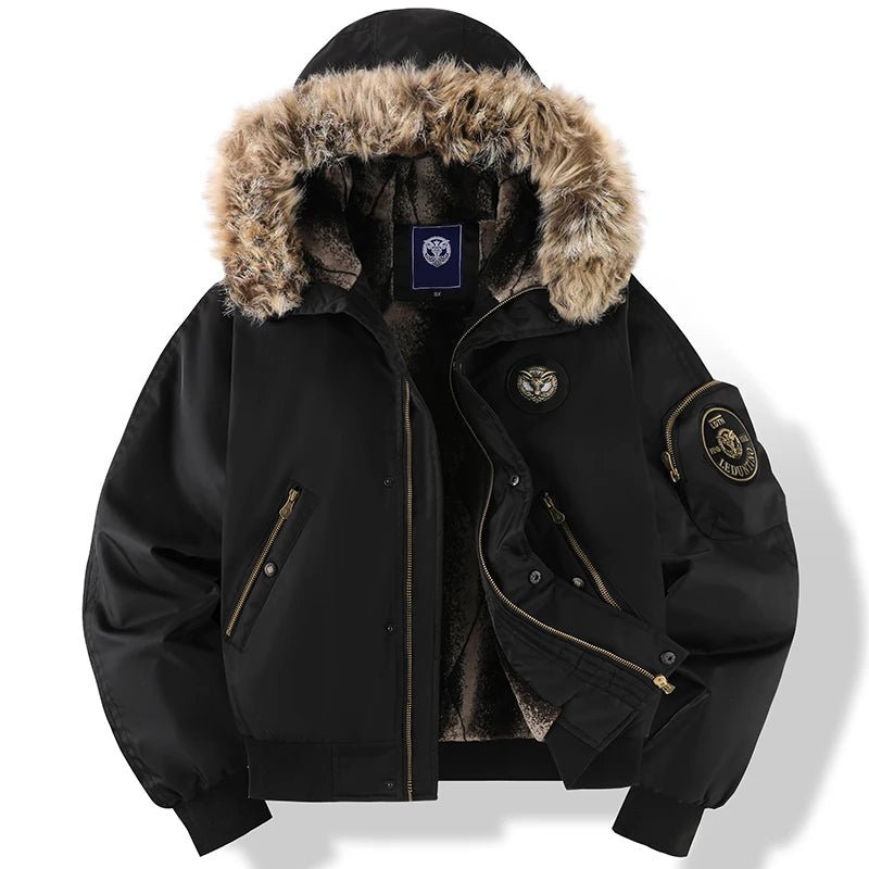 Men's Winter Jacket – Hooded Padded Bomber with Fluffy Trim and Zip Pockets - We are MFEO